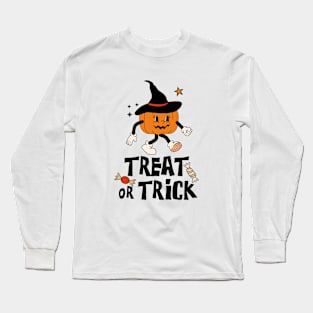 Treat or Trick Halloween (Black Text) Long Sleeve T-Shirt